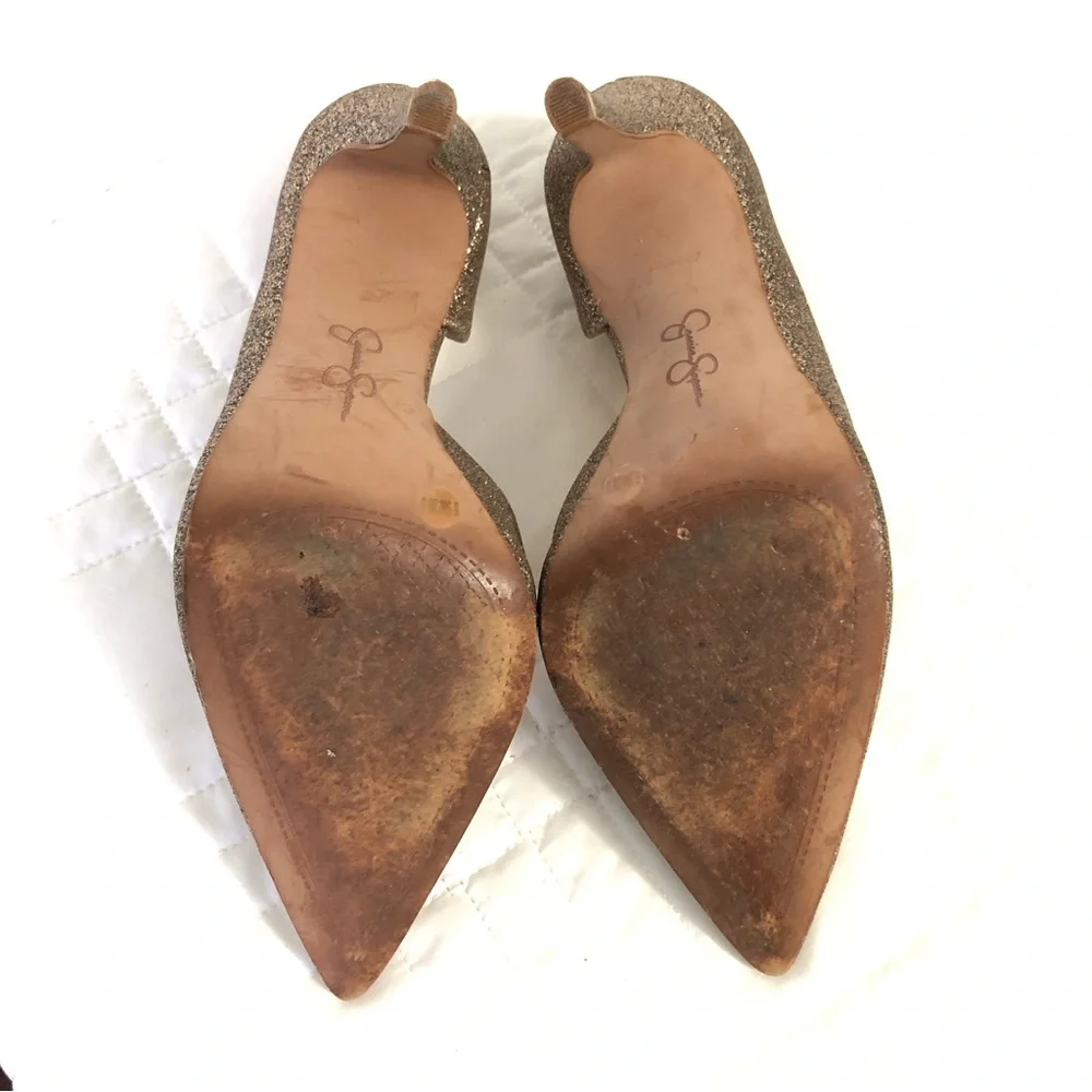 Jessica Simpson Claudette Gold Glitter Pumps Size 6.5M